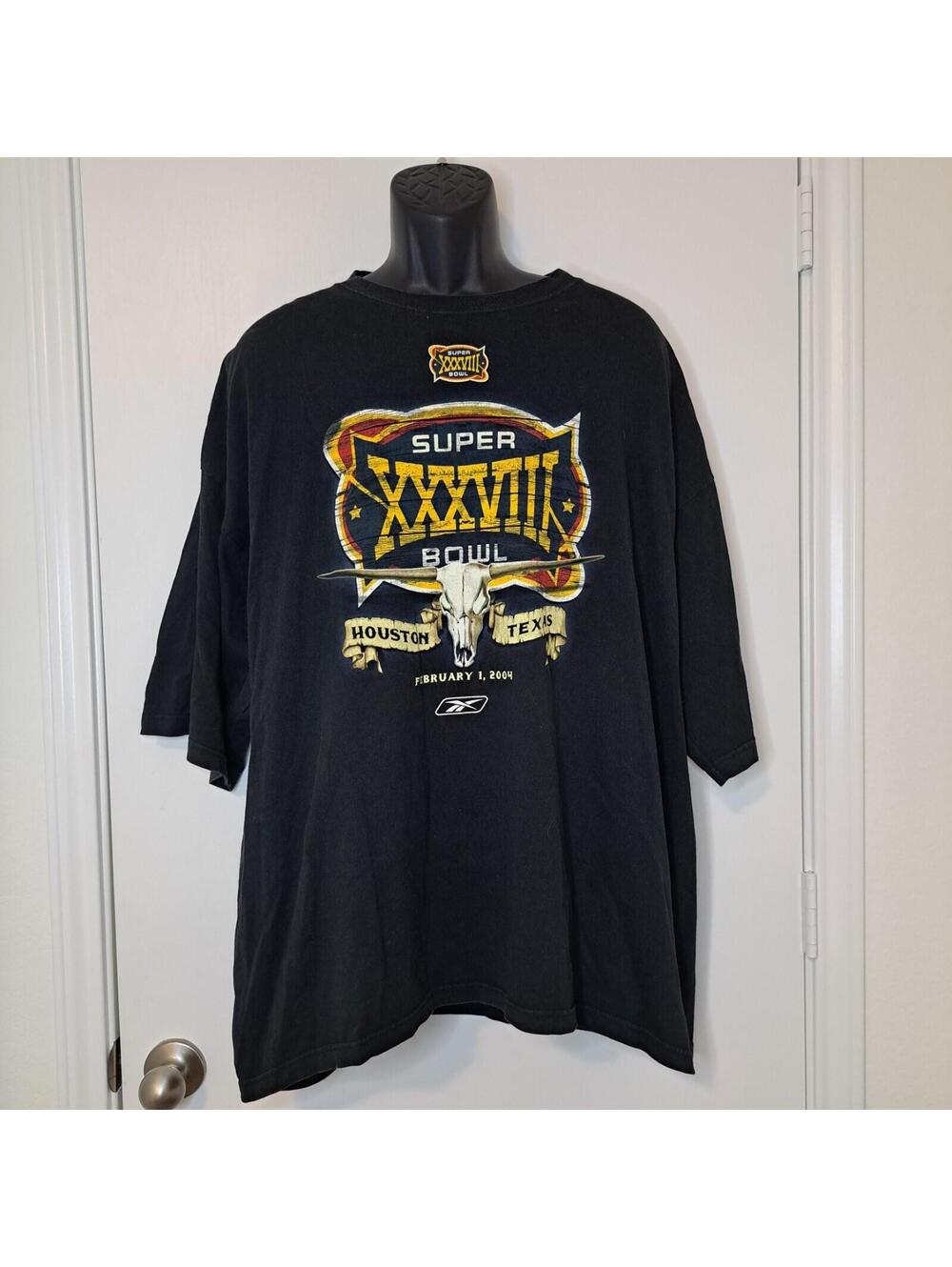 Reebok New England Patriots Super Bowl XXXVIII T Shirt Vtg NFL On Field 2004 2XL